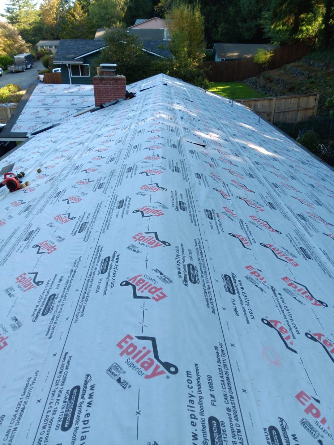 Synthetic Epilay roof underlayment installed before shingles on a Longview, WA home