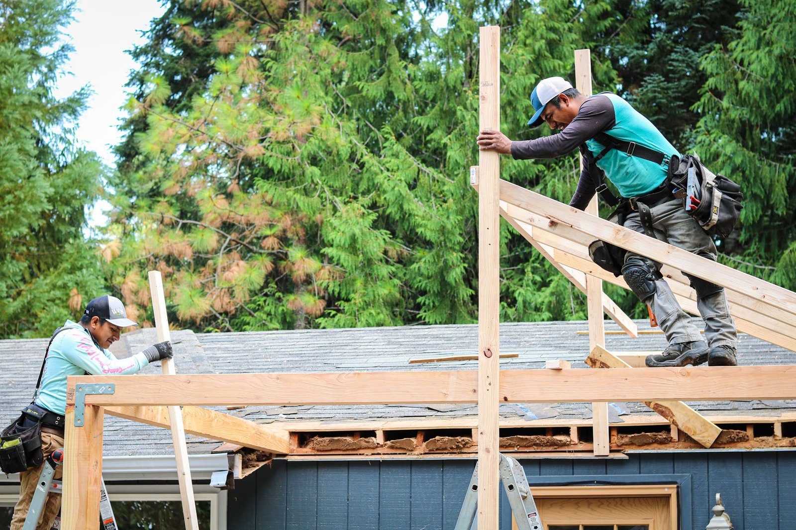 Ridge cap shingle install on a Cowlitz County, WA roof