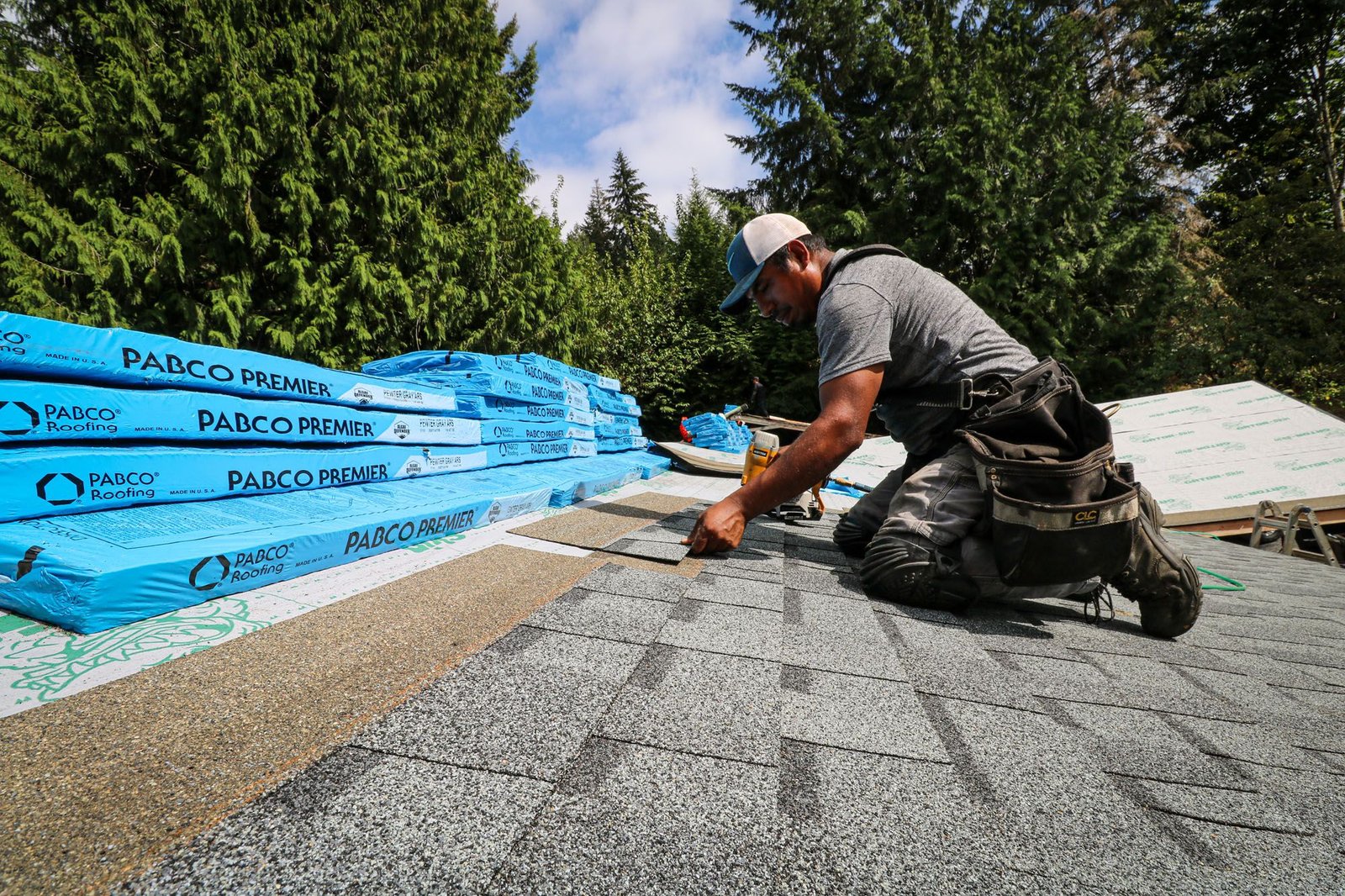 Skylight flashing on a residential roof in Longview, WA