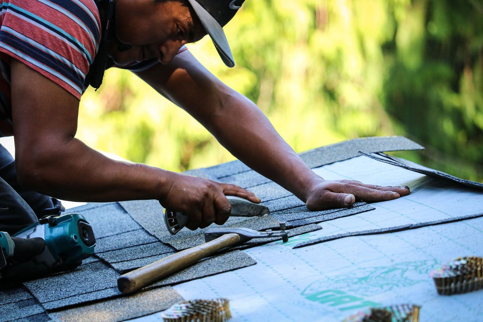 Re-roofing in progress on a home in Longview, Washington
